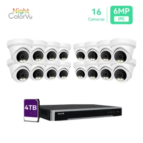 16CH 4K PoE IP Camera System with (16)6MP Night ColorVu Turret Cameras, 4TB HDD (KIT1616T5C)