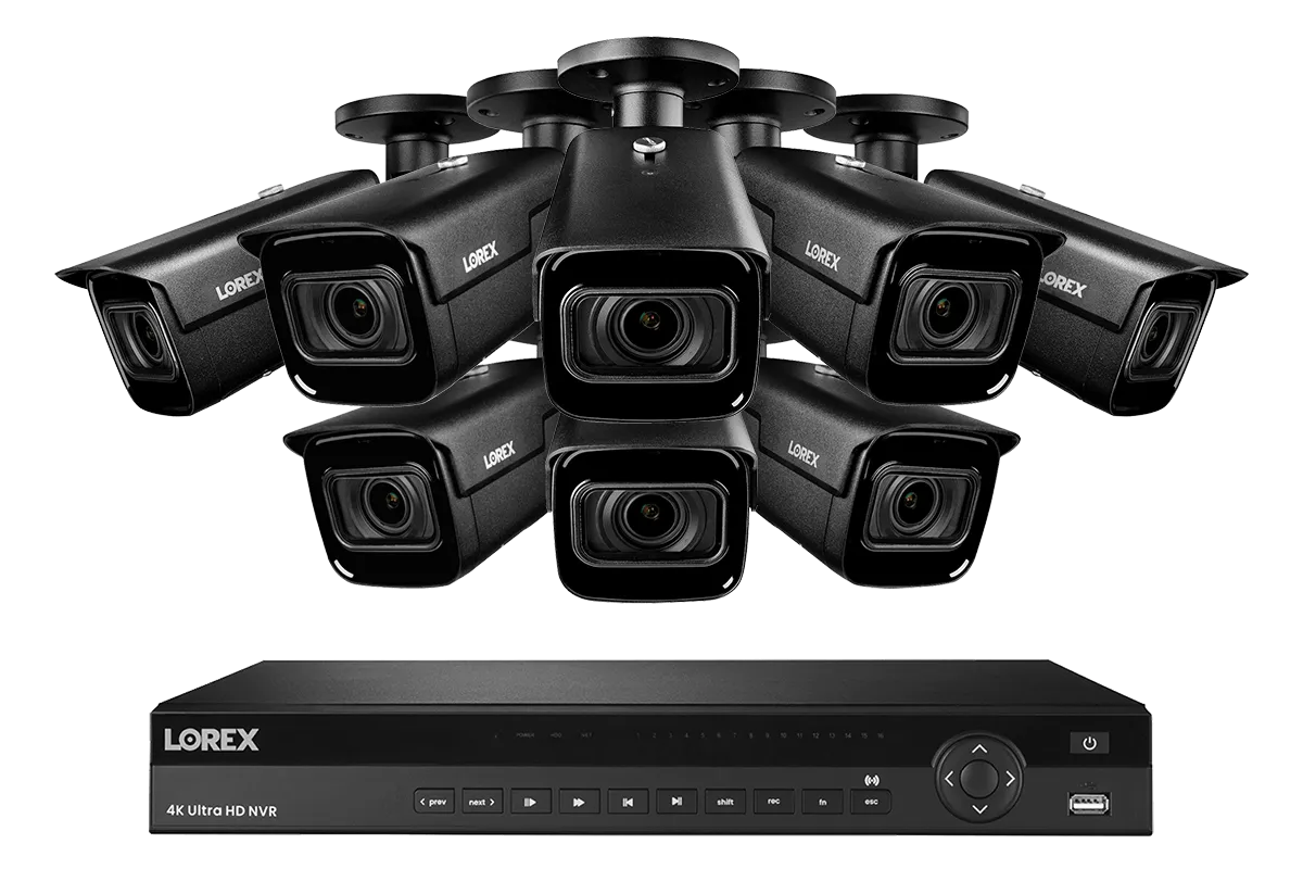 4K Nocturnal IP NVR System with 16-channel NVR, Eight 4K Smart IP Motorized Zoom Security Cameras and Real-Time 30FPS Recording