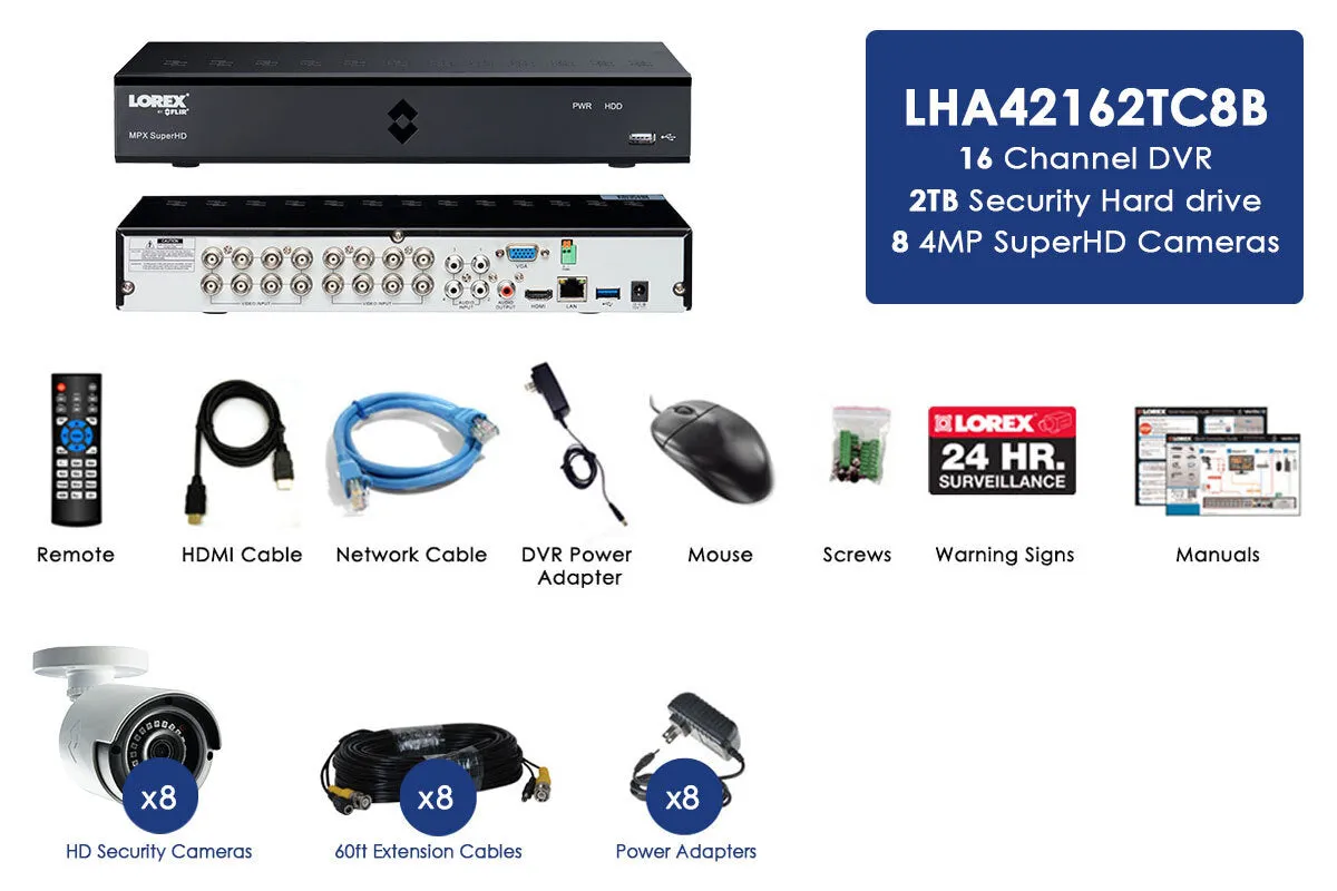 4MP Super HD 16 Channel, 8 Camera Security System