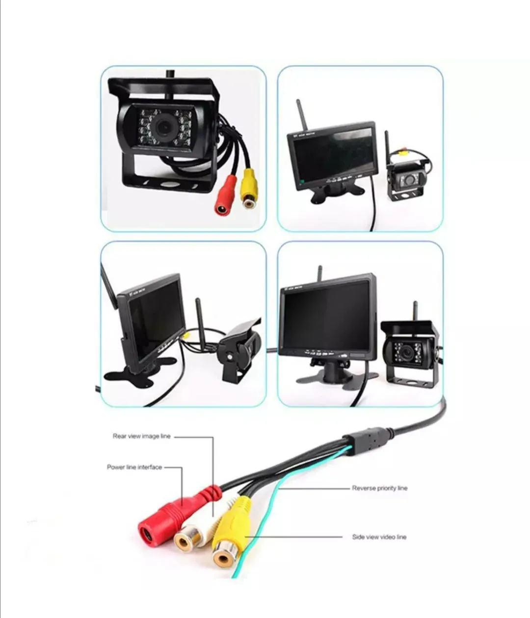 7" Wireless Rear View Kit HD LCD Monitor   Reverse Camera For Truck Caravan VAN RV Head Unit In Dash Plus OEM Fascia