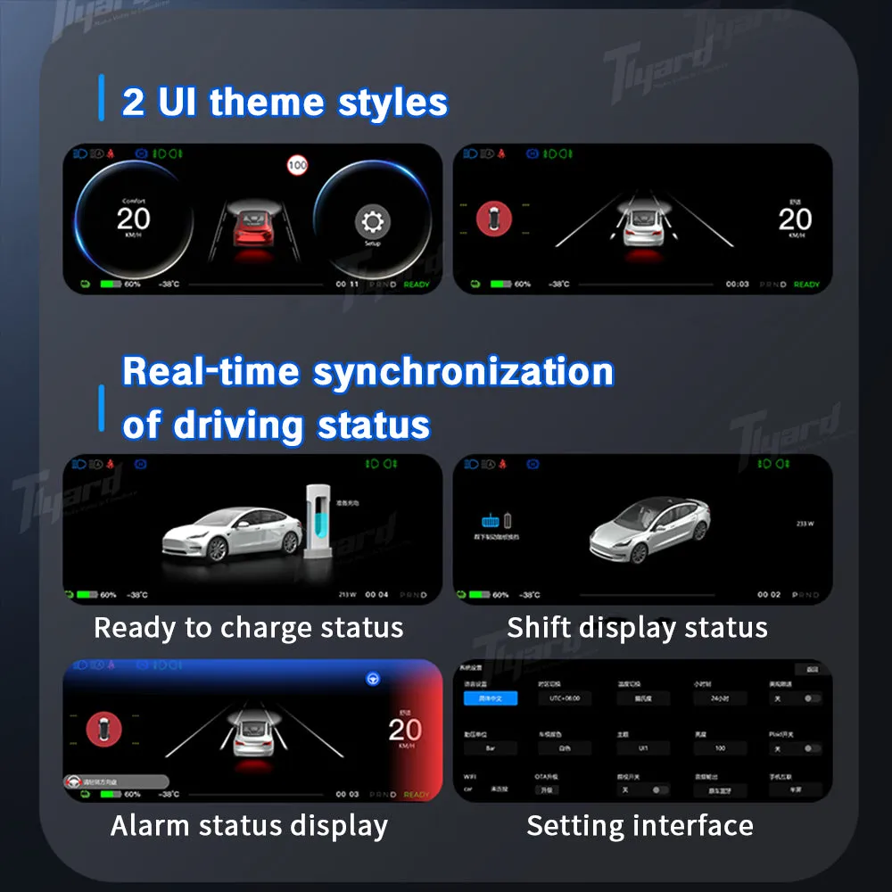 8.9-Inch Dashboard Display for Model 3 Highland: F9H Cluster with Ambient Lighting & Camera