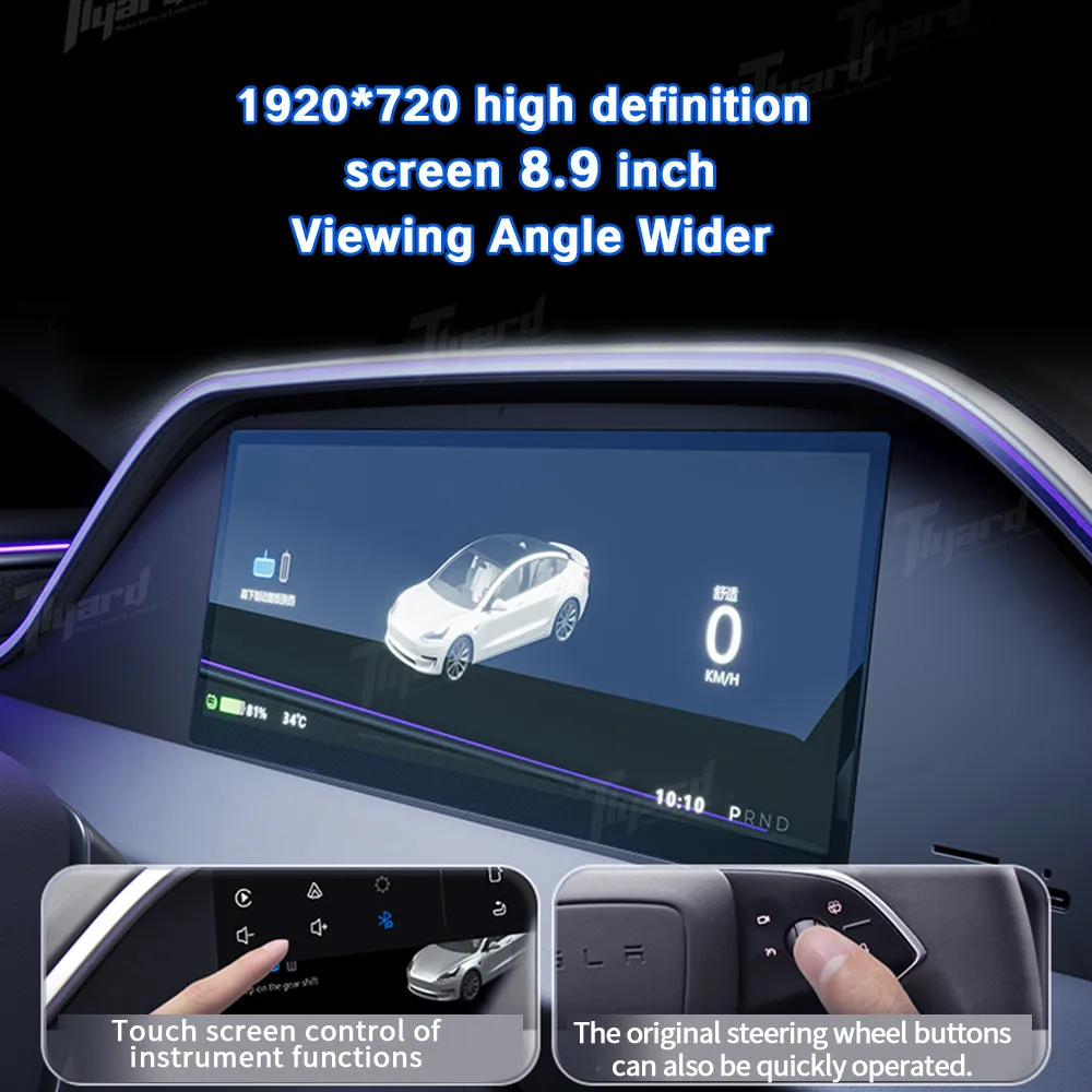 8.9-Inch Dashboard Display for Model 3 Highland: F9H Cluster with Ambient Lighting & Camera