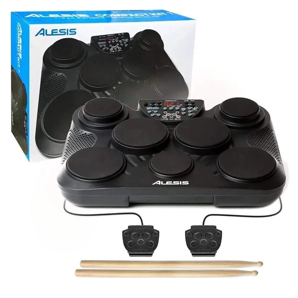 Alesis CompactKit 7 Portable 7-Pad Tabletop Electronic Drum Kit – Perfect for Practice and Performance