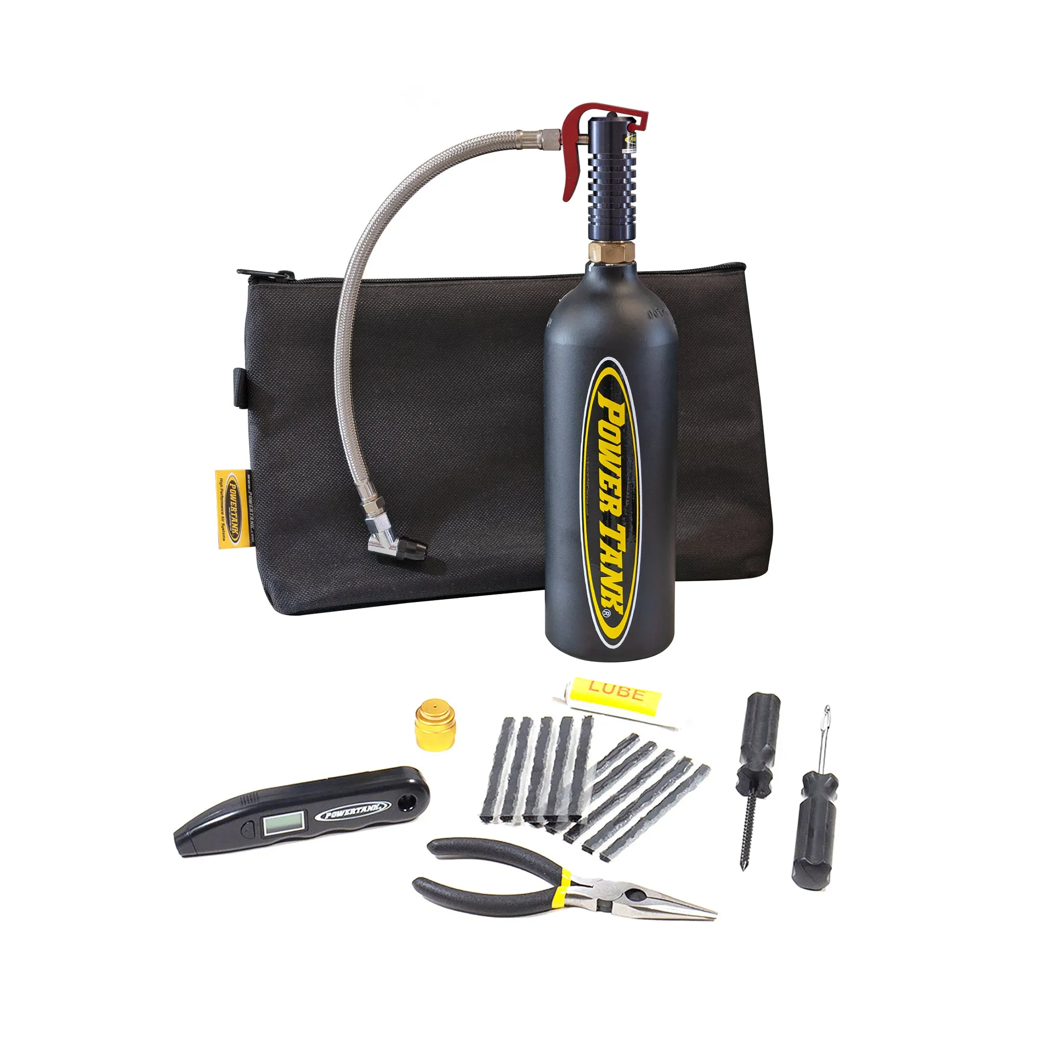 All-in-One Tire Repair Kit with Mini Power Tank CO2 Air Source