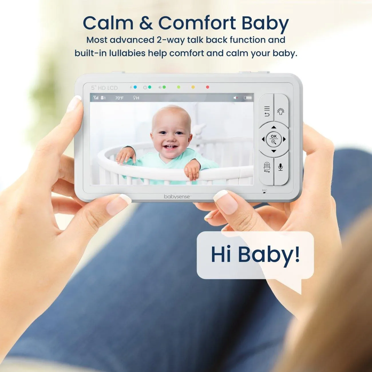 Babysense HDS2 - Video Baby Monitor with 2 HD Cameras, Split Screen, Nightlight & White Noise