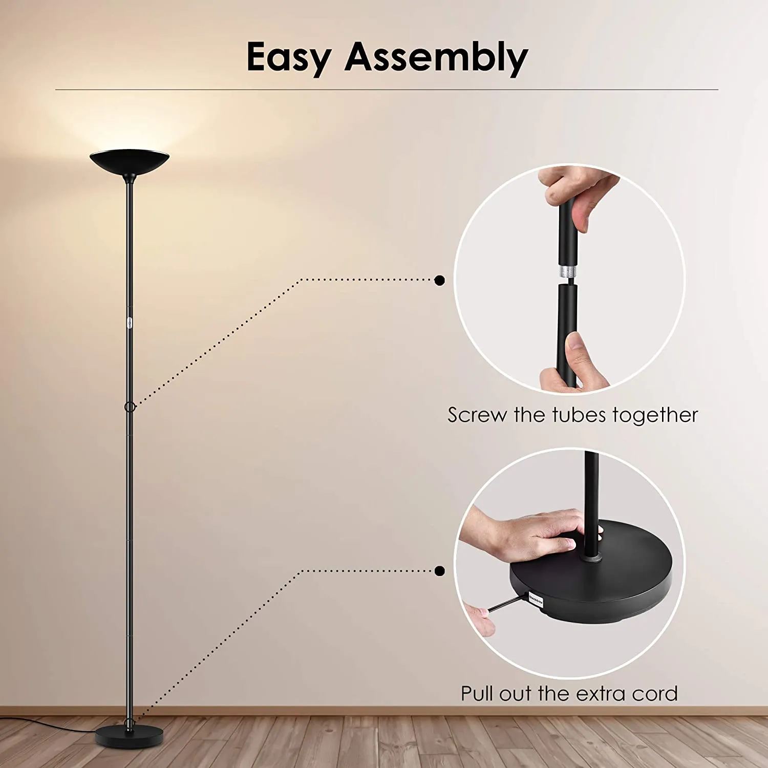 BoostArea Floor Lamp 20W Torchiere LED Floor Lamp 2000LM