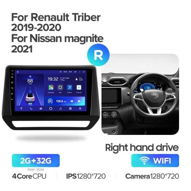 Car Dealz 10.2 Android 10.0 For Renault Triber 2019 - 2020 For Nissan Magnite 2021 In Dash Plus OEM Fascia