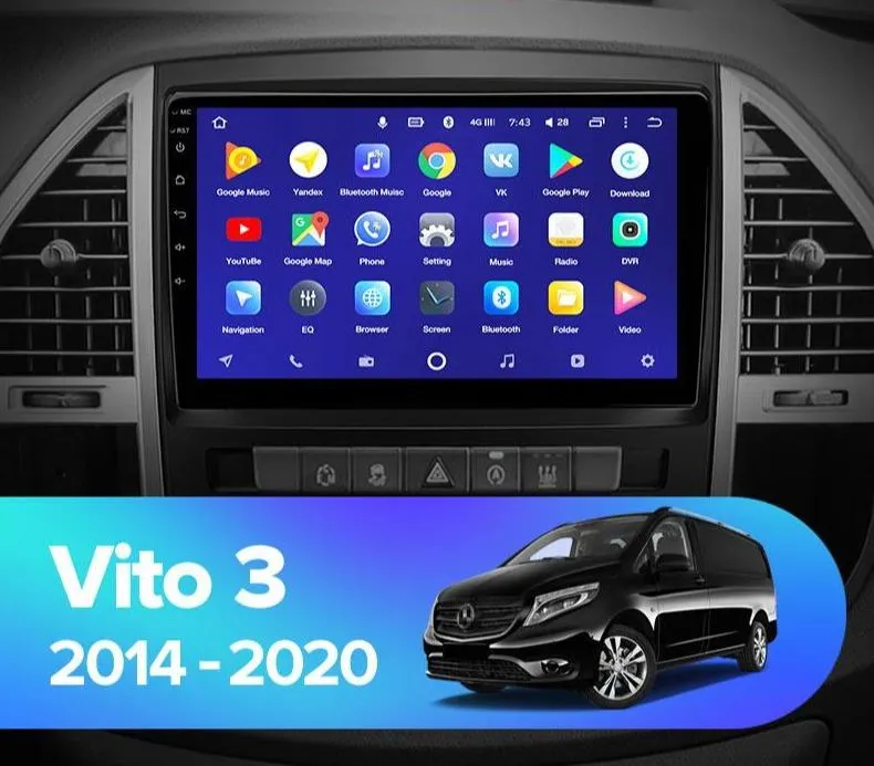 Car Dealz 10.2" Android 10.0 Mercedes Benz Vito 3 W447 2014 - 2020 In Dash Plus OEM Fascia