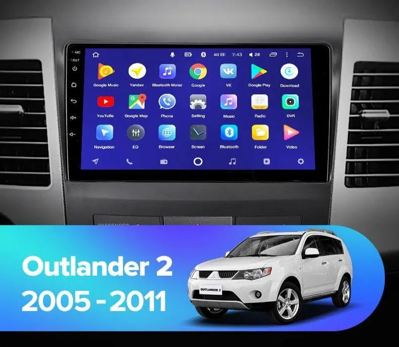 Car Dealz 10.2" Android 10.0 Mitsubishi Outlander 2 2005-2011 w CAM In Dash Plus OEM Fascia