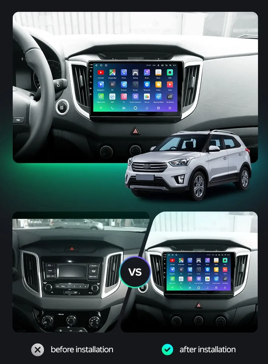 Car Dealz Premium Advanced 4G Data Model 10.2" Android 12.0 For Hyundai Creta IX25 2015-2019 In Dash Plus OEM Fascia