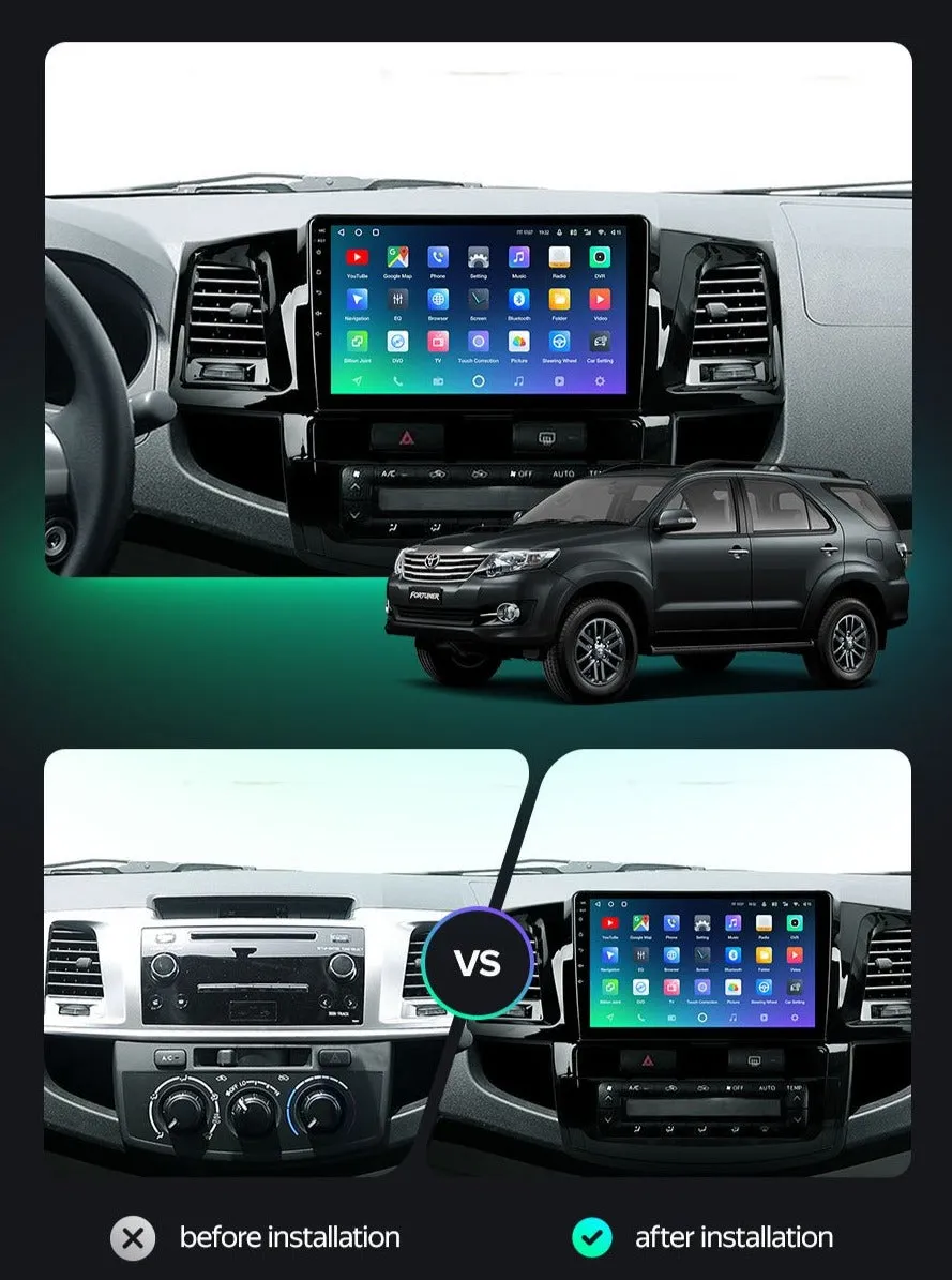 Car Dealz Premium Advanced 4G Data Model 10.2" Android 12.0 For Toyota Fortuner 1 AN50 AN60 HILUX Revo Vigo 2008 - 2014