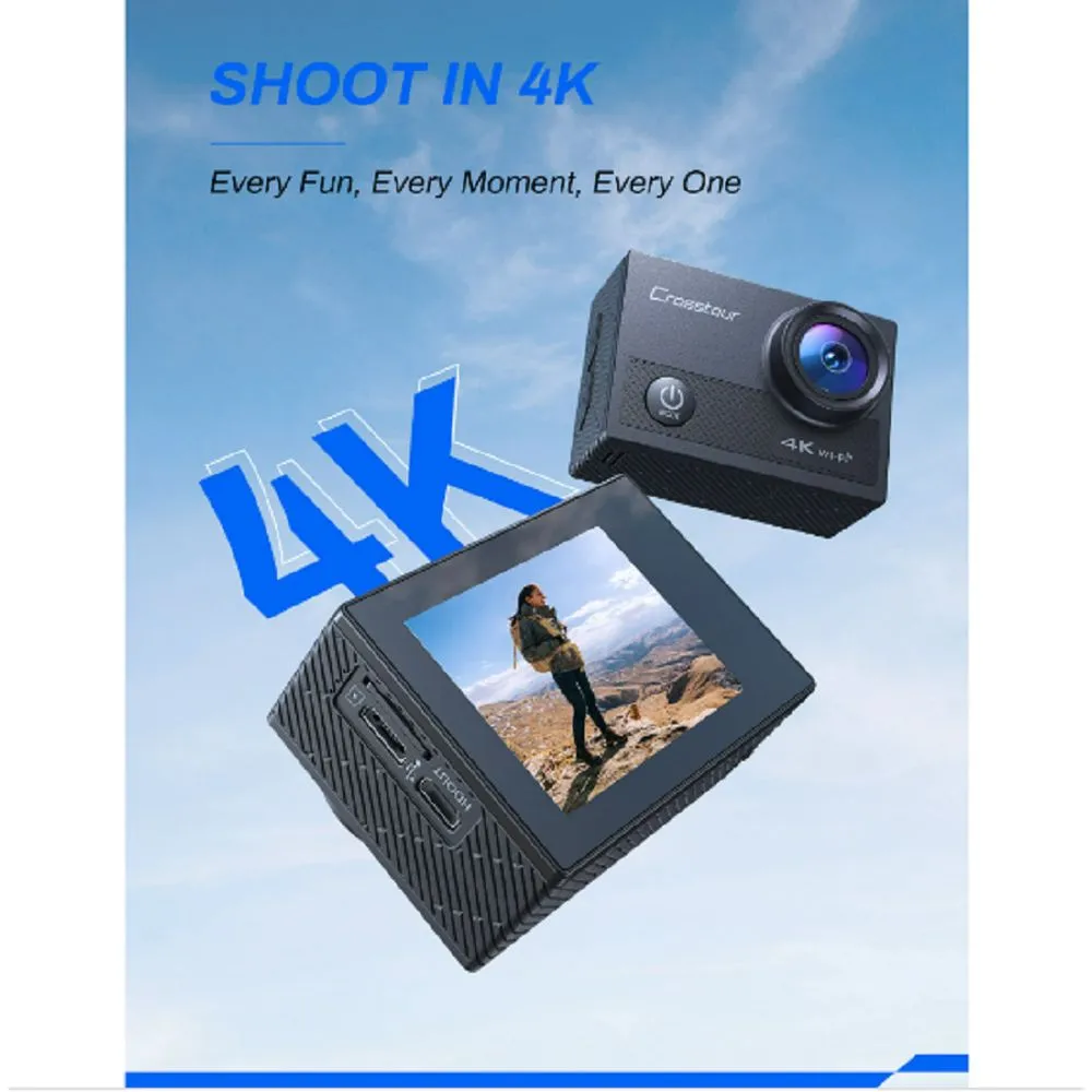 Crosstour CT9000 Sports Action Camera 4K 16MP WiFi 40M with Remote Control IP68