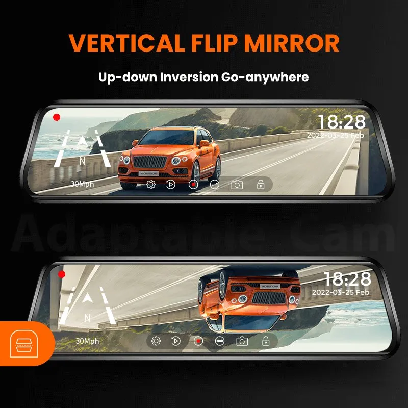 Dashboard Camera for All Cars Front and Rear, Best Dual Rear View Mirror Dash Cam Video Recorder