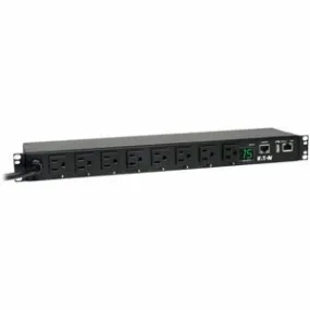 Eaton 1.4kW Single-Phase Switched PDU, LX Interface, 120V Outlets (8 5-15R), NEMA 5-15P, 12 ft. (3.66 m) Cord, 1U Rack, TAA