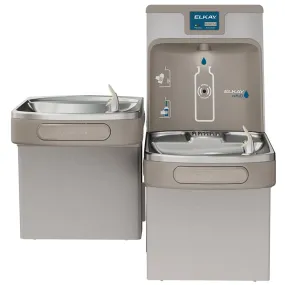 Elkay LZSTL8WSLK | Wall-mount Bi-level Bottle Filling Station | Filtered, Refrigerated, EZ-style fountain, Granite Gray