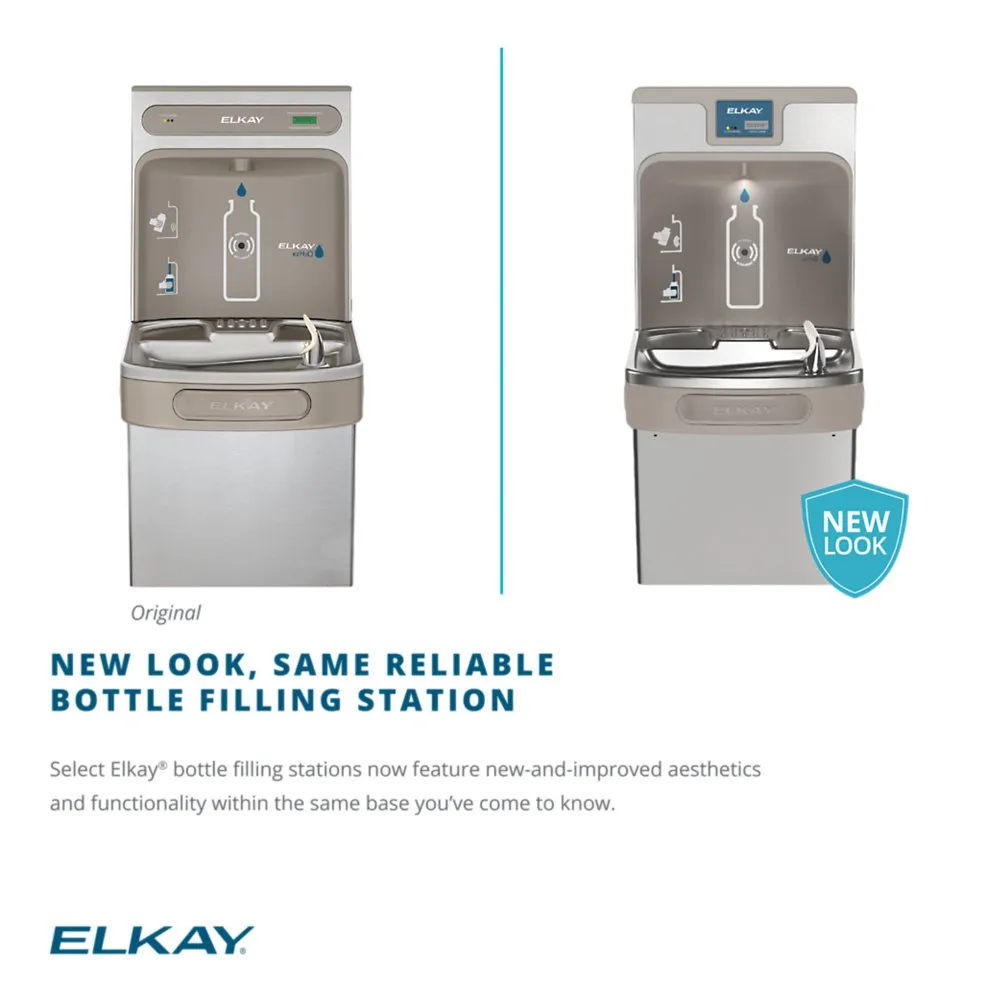 Elkay LZSTL8WSLK | Wall-mount Bi-level Bottle Filling Station | Filtered, Refrigerated, EZ-style fountain, Granite Gray