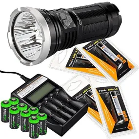 FENIX LD75C 4200 Lumen four color (White/Red/Blue/Green) CREE XM-L U2 LED Flashlight with Fenix ARE-C2 battery charger, 4 X Fenix 18650 ARB-L2 rechargeable batteries and eight EdisonBright CR123A Lithium batteries bundle