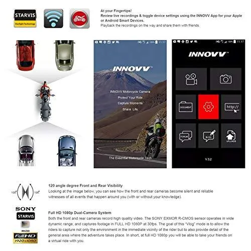 INNOVV K2 Motrcycle / ATV / UTV Dual Dash Camera system with GPS & Wifi