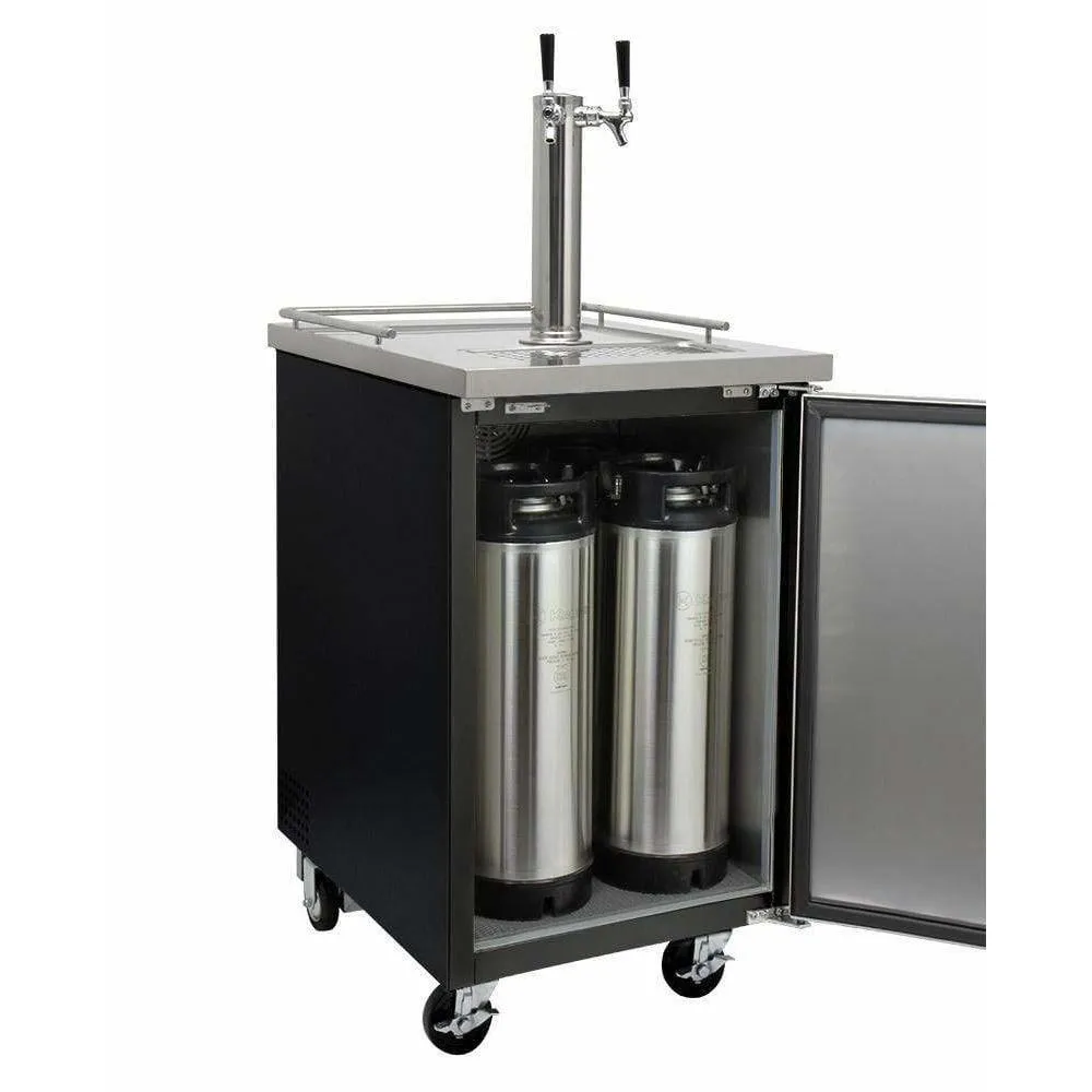 Kegco 24" Wide Kombucha Dual Tap Black Kegerator KOMC1B-2