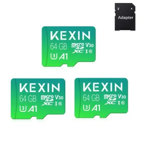 Kexin Keixn03 64GB Micro SD Card With Adapter, Class 10 U3 High Speed Memory Card, 3 Pack