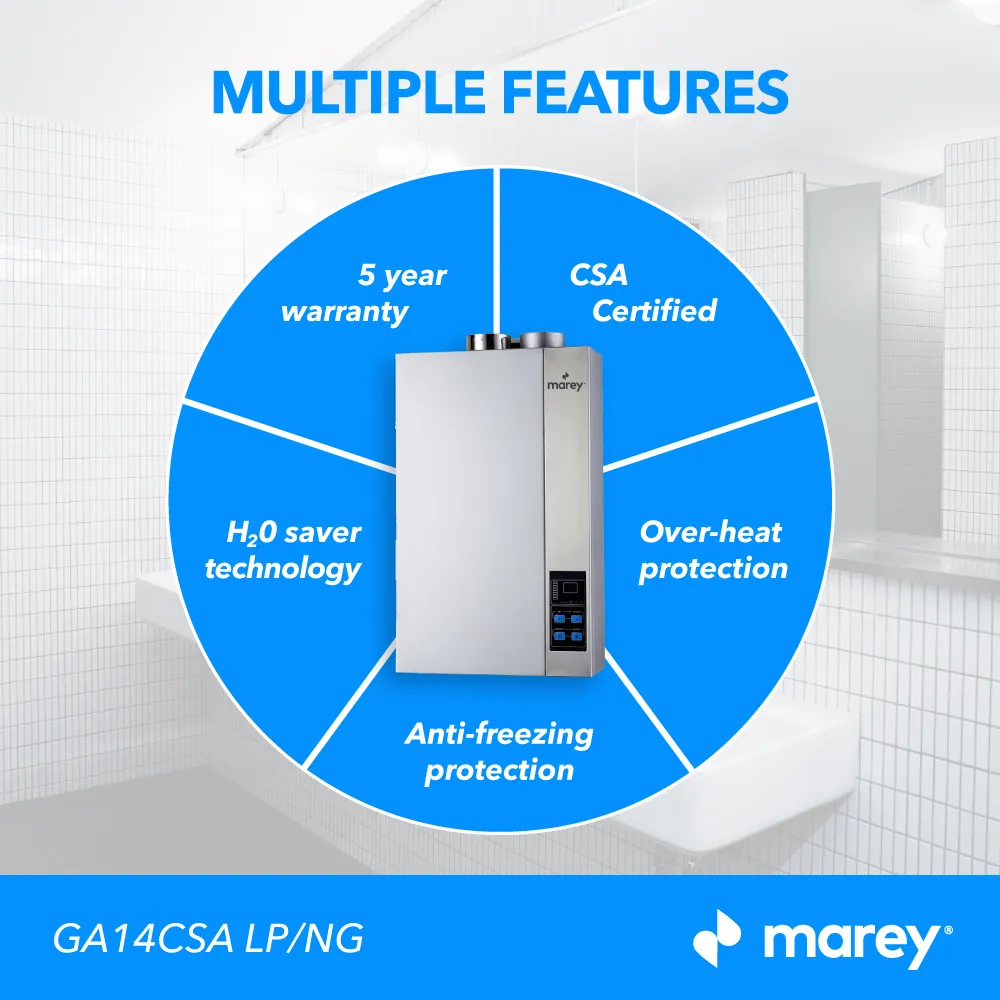 Marey 14L Direct Vent Indoor Tankless Water Heater