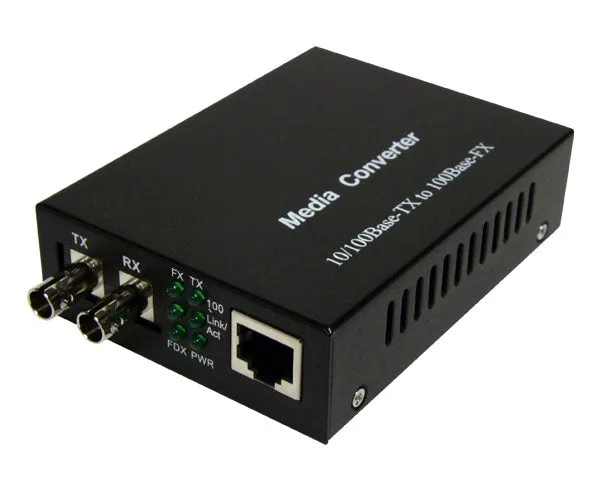 Media Converter, Multimode, Fast Ethernet, 2K, RJ45-ST, 10/100Mbps Ethernet