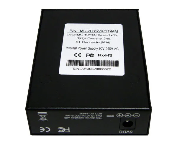 Media Converter, Single Mode, Fast Ethernet, 20K, RJ45-Duplex SC