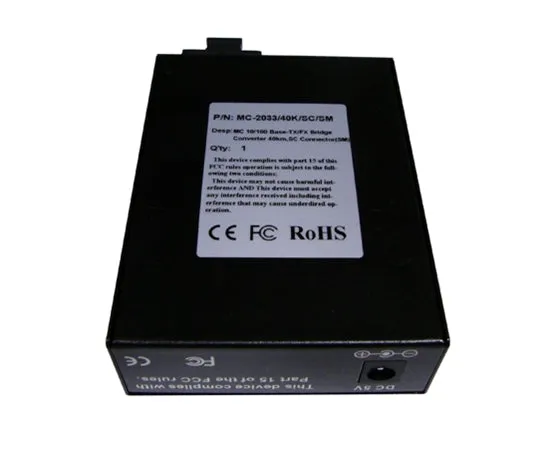 Media Converter, Single Mode, Fast Ethernet, 40K, RJ45-Duplex SC