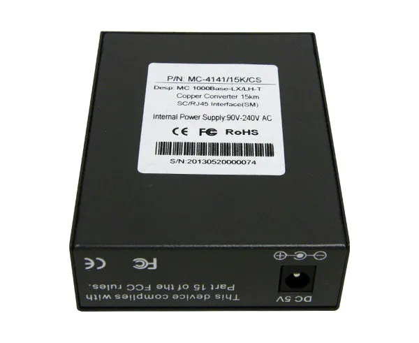 Media Converter, Single Mode, Pure Gigabit Ethernet, 20KM, RJ45-Duplex SC