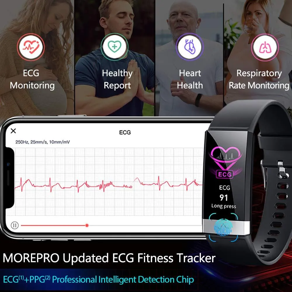 MorePro V19 Fitness Tracker ECG Monitor & Sleep Monitor Blue