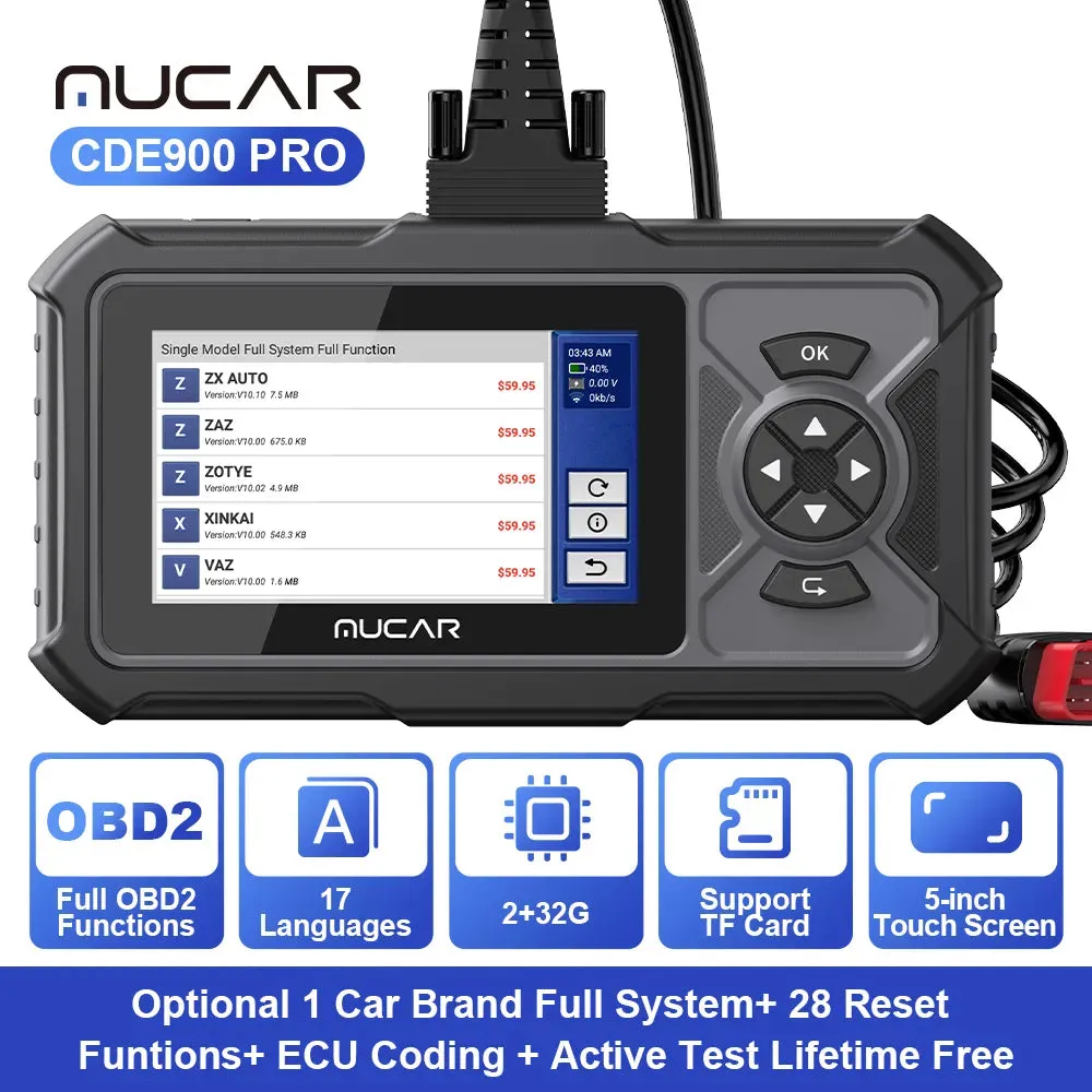 MUCAR CDE900 PRO OBD2 Diagnostic Tool With 4 System Diagnostics ECM TCM ABS SRS Automotive Scanner Car Code Reader OBD 2 Scanner