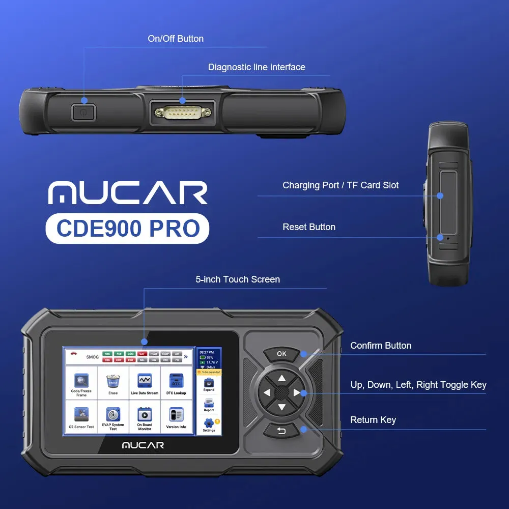 MUCAR CDE900 PRO OBD2 Diagnostic Tool With 4 System Diagnostics ECM TCM ABS SRS Automotive Scanner Car Code Reader OBD 2 Scanner