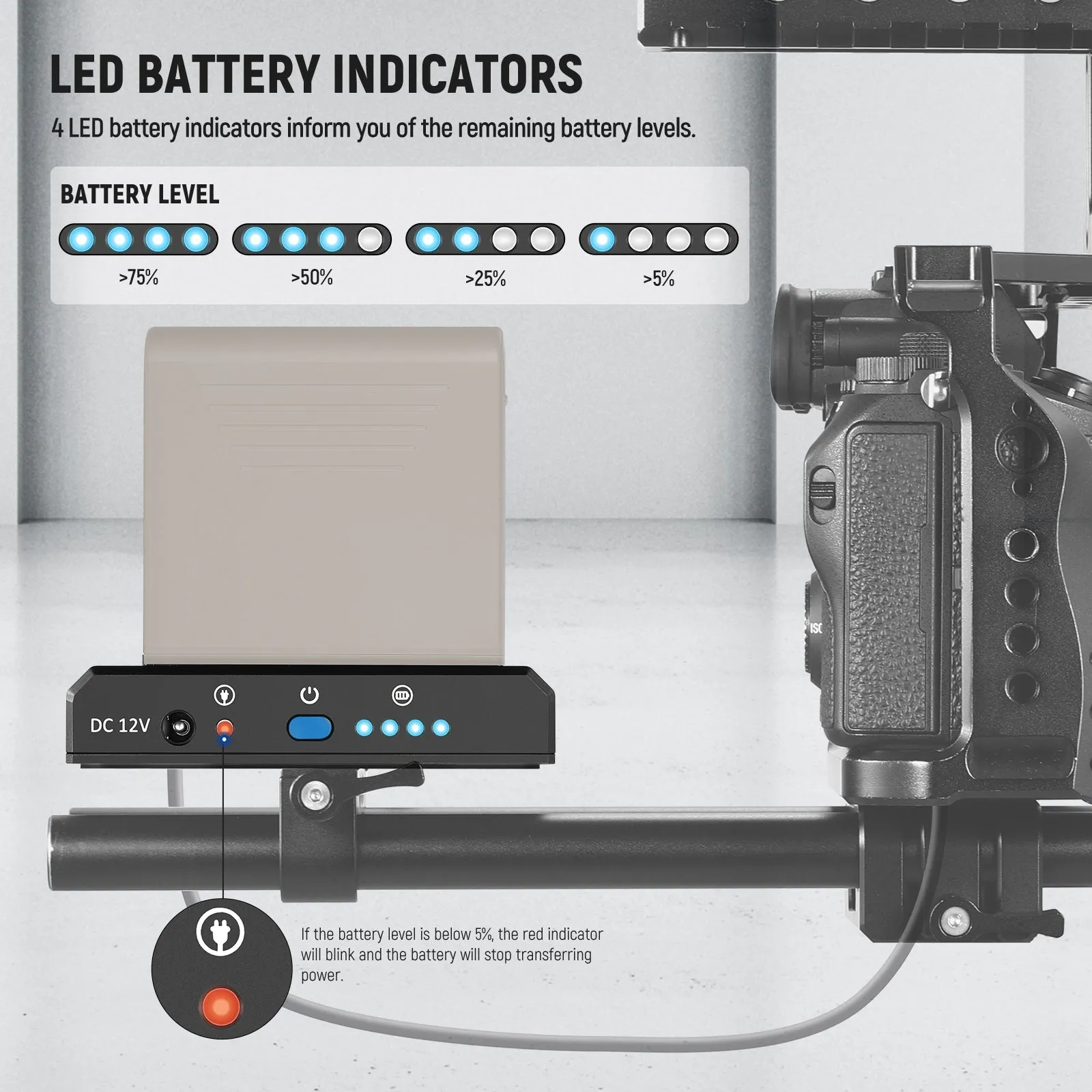 NEEWER PS004E NP-F Battery Adapter Plate with NP-FZ100 Dummy Battery