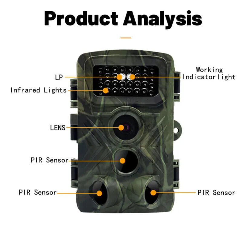 Night Vision 36MP Trail Camera, 1080P, 120° Lens, IP56 Waterproof