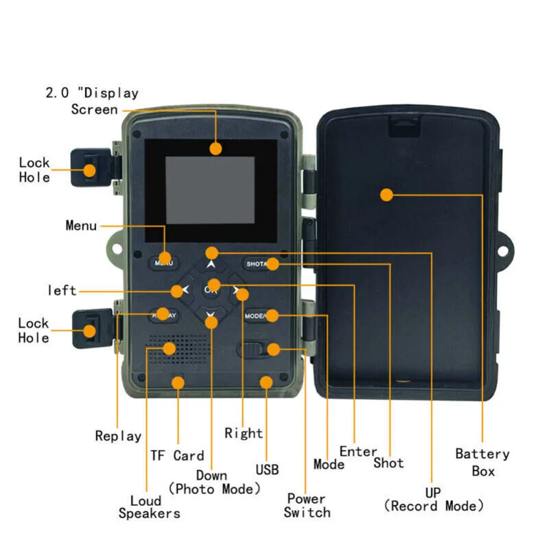 Night Vision 36MP Trail Camera, 1080P, 120° Lens, IP56 Waterproof