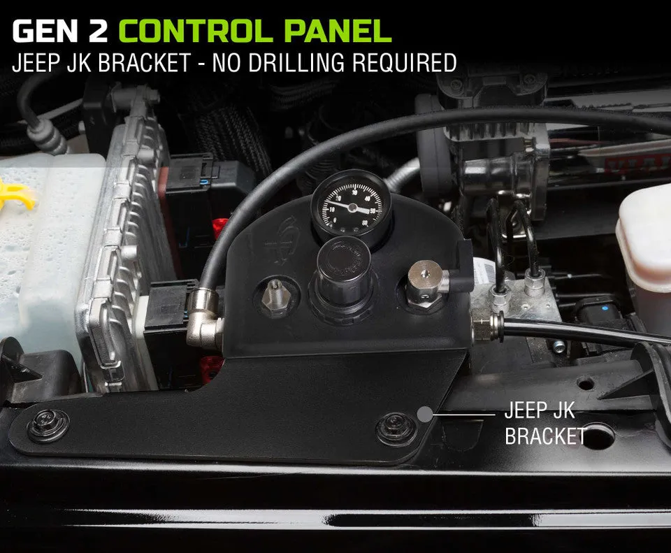 Overland Vehicle Systems 4 Tire Inflation System - Jeep Wrangler JK & JKU Engine Bay Mount Driver Side Front