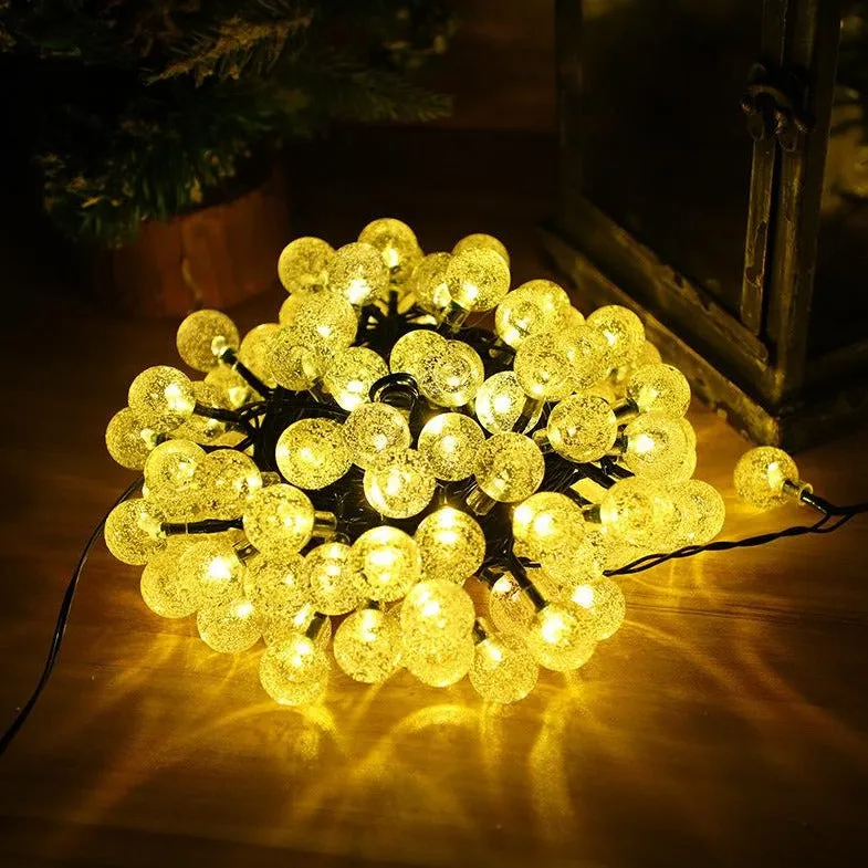 Solar String Lights Outdoor Crystal Globe Lights Waterproof Outdoor String Lights for Garden Yard Porch Wedding Party Decor (Warm White)