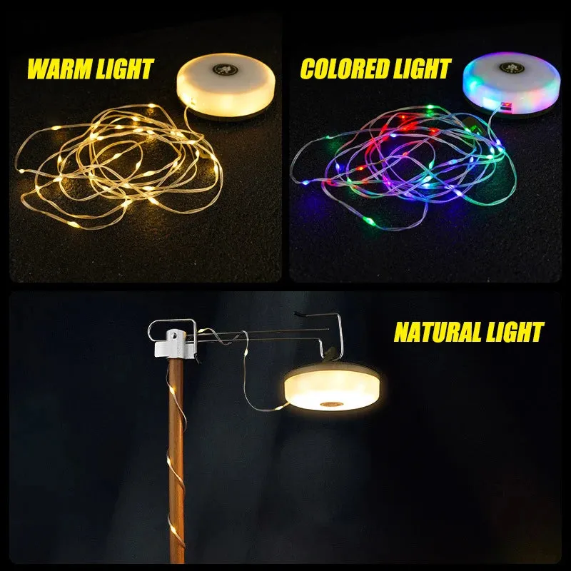 USB Rechargeable Camping Light 10Meter Light String Outdoor Tent Light RGB Atmosphere Light XTE LED Flashlight with Magnet Hook