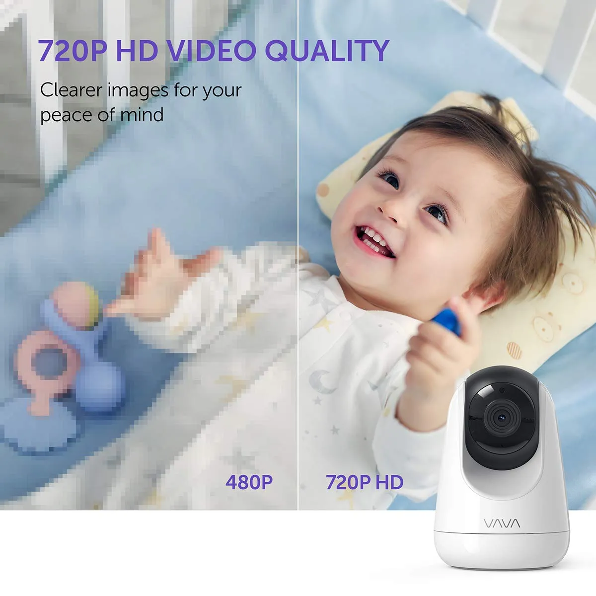 VAVA Baby Monitor 5" HD Display Video with Camera Audio IPS Screen Night Vision